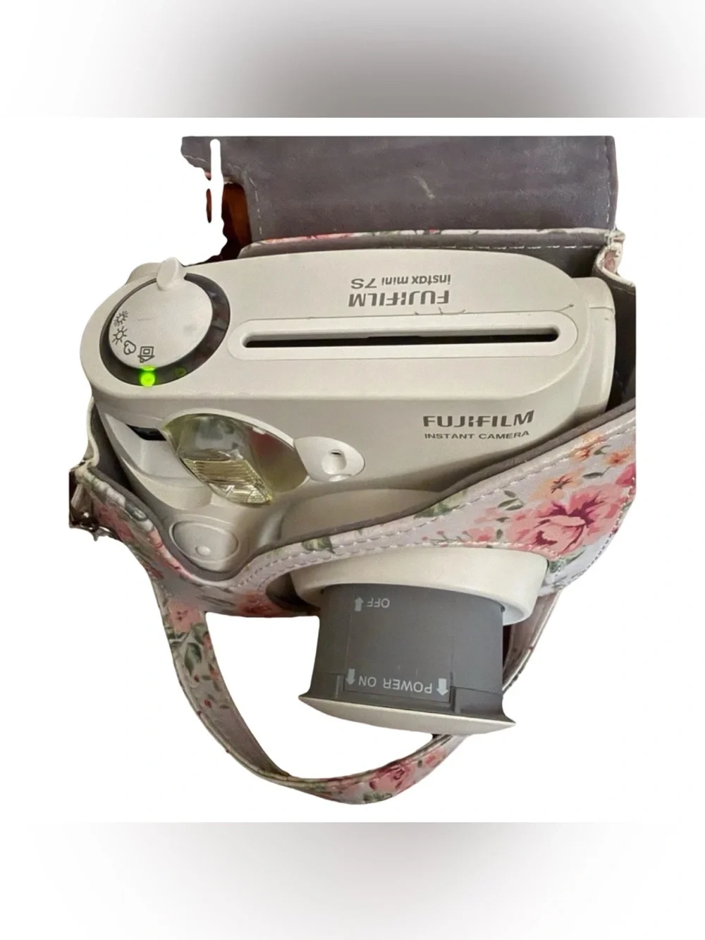 Fujifilm Instax Mini 7S White Instant Camera + Floral Case - Tested & Working